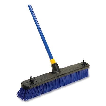 Quickie Bulldozer Rough Surface Pushbroom, 24 x 60, PET/Powder Coated Steel Handle, Blue/Black 599